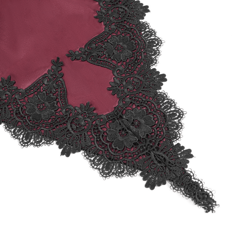 Chic Velvet Evening Dress with Lace and Wine Red Accents
