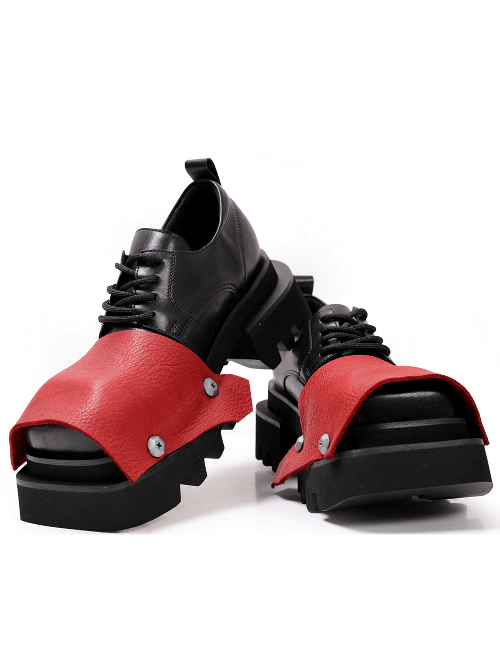 Chunky Platform Derby Shoes with Leather Overlay for Women