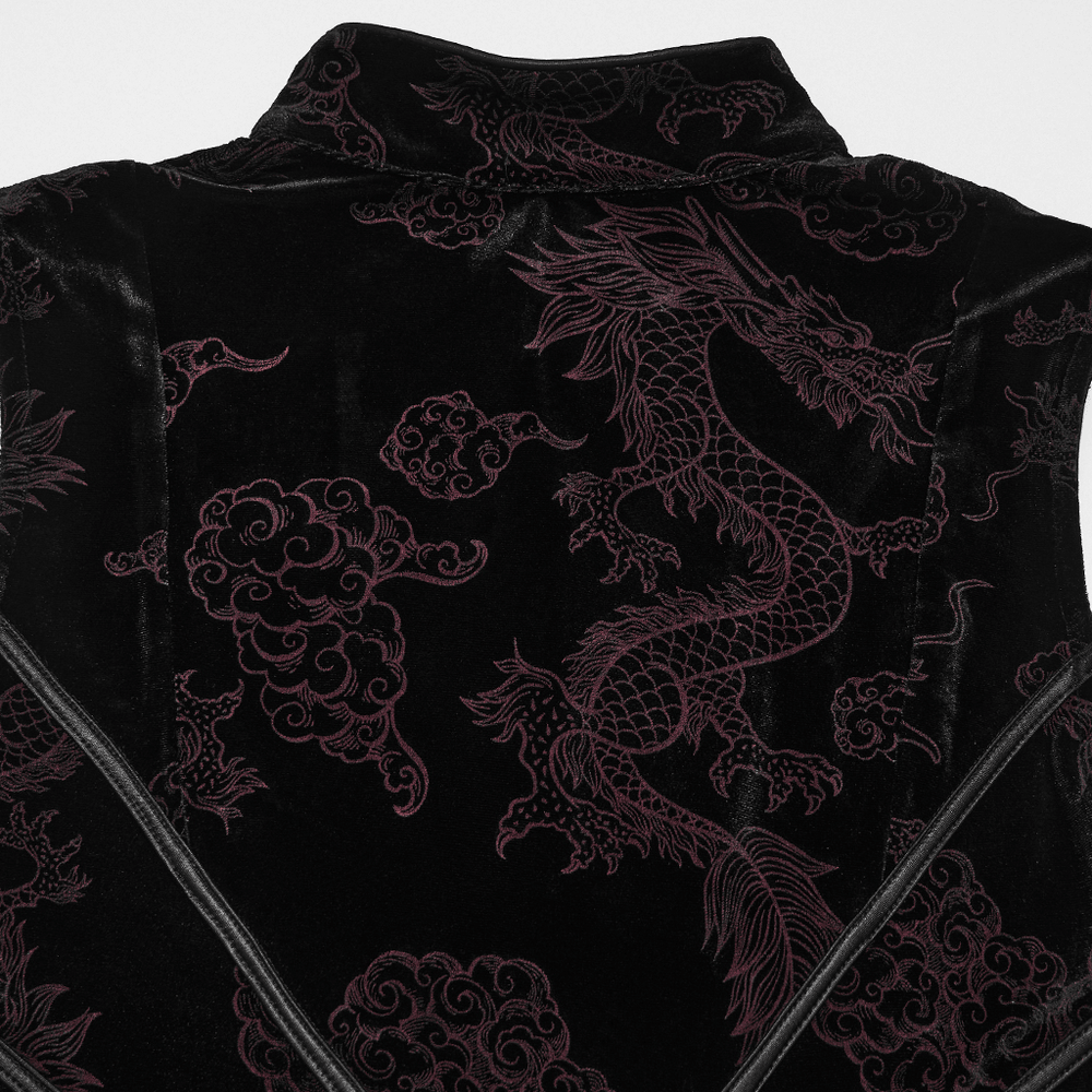 Cyber Chinese Dragon Mini Dress with Buckle Details