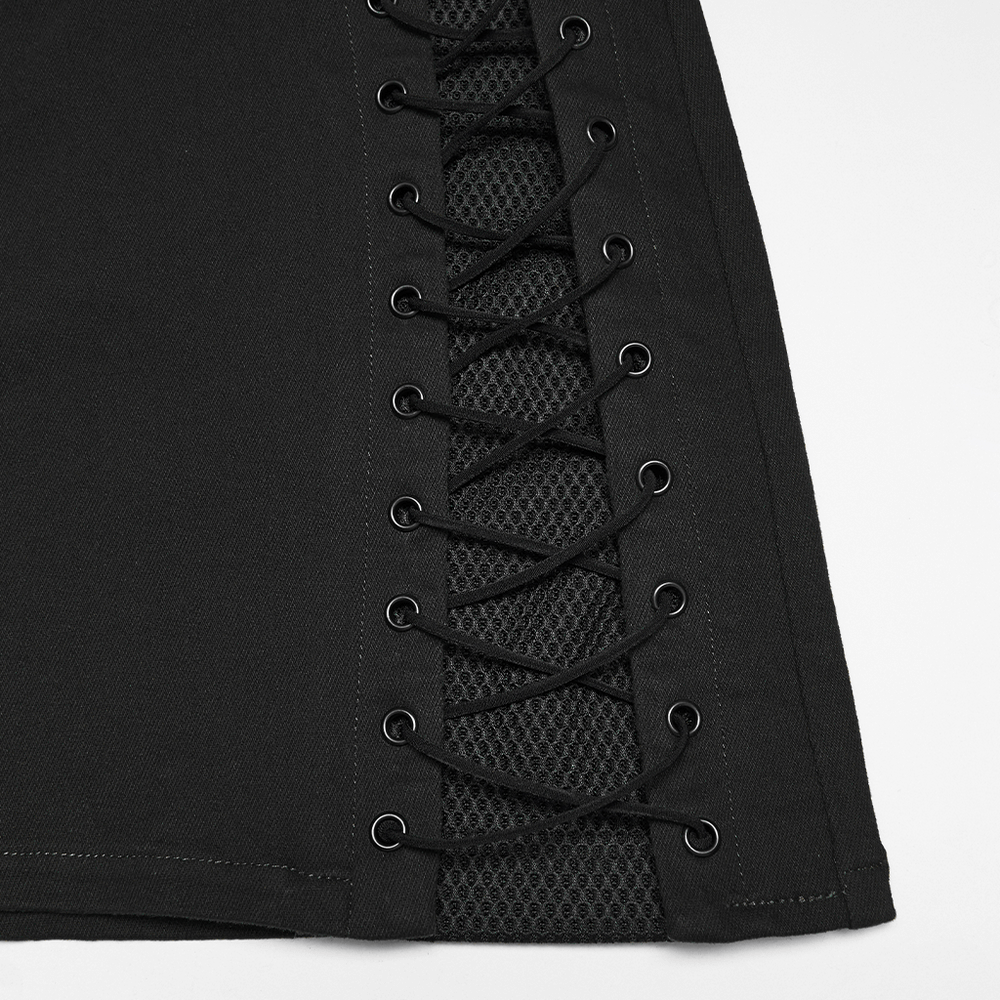 Cyberpunk Black Asymmetrical Bodycon Mini Skirt