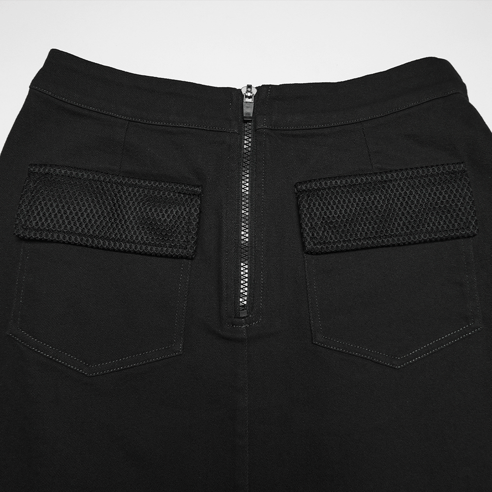 Cyberpunk Black Asymmetrical Bodycon Mini Skirt