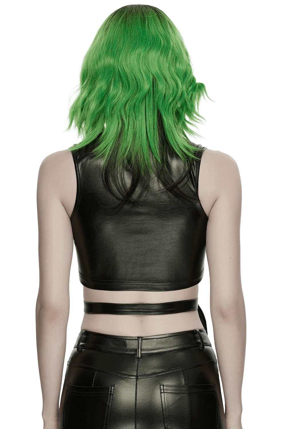 Cyberpunk Faux Leather Lace Up Harness Crop Top