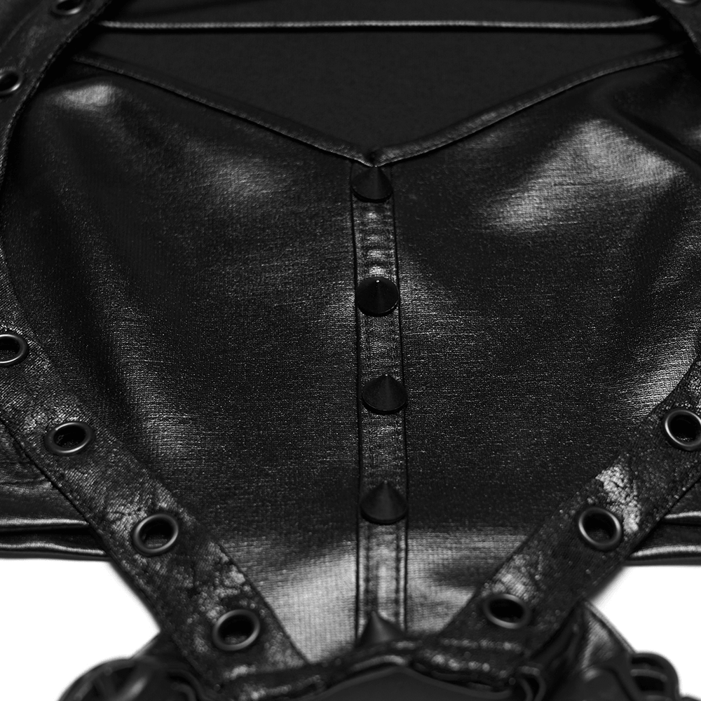 Cyberpunk Faux Leather Lace Up Harness Crop Top