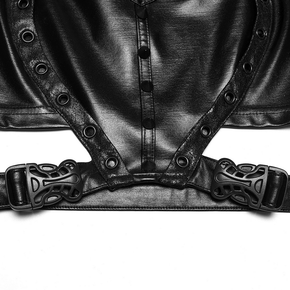Cyberpunk Faux Leather Lace Up Harness Crop Top