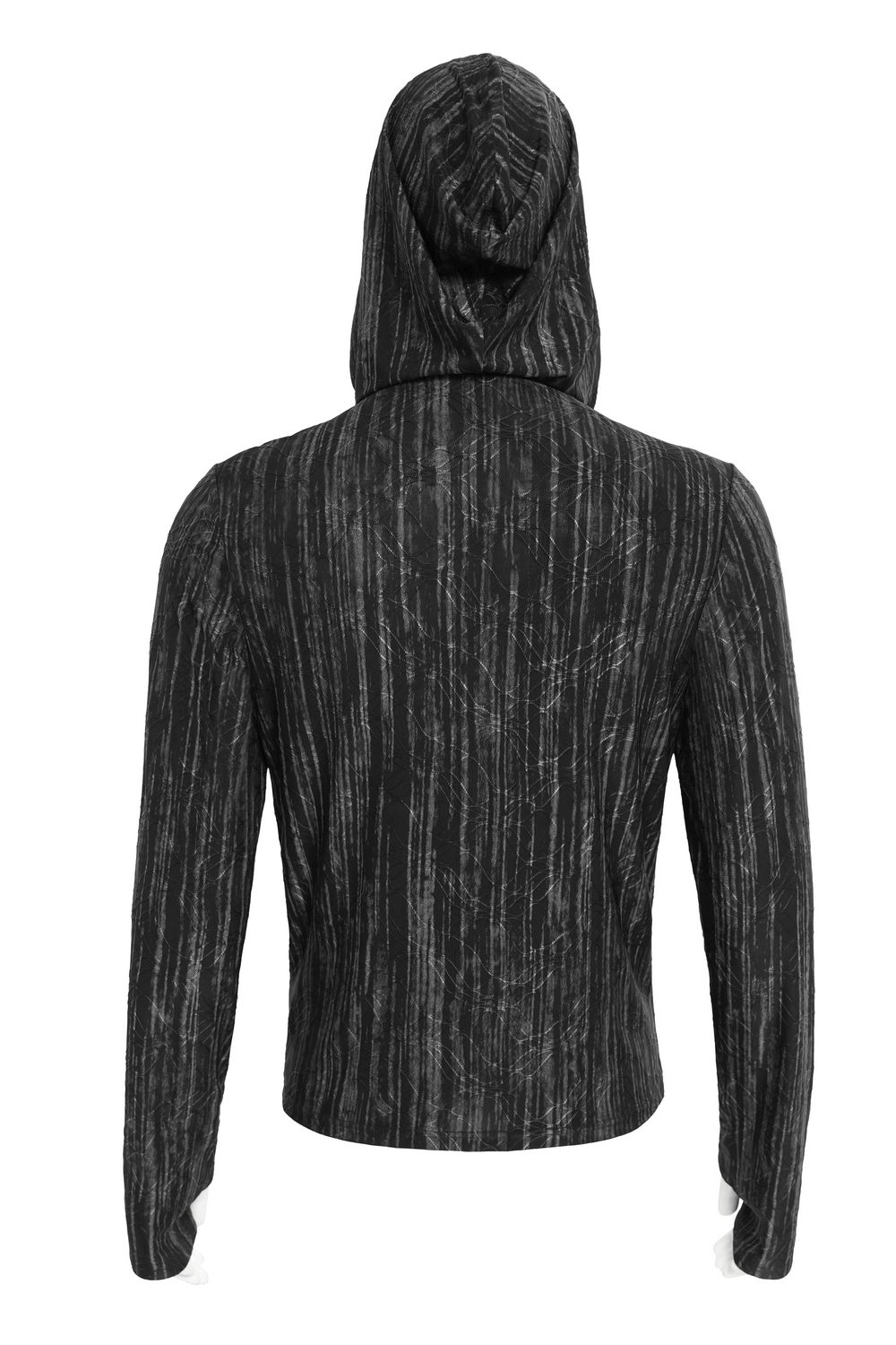 Cyberpunk Hooded Top with Straps and Asymmetric Hem