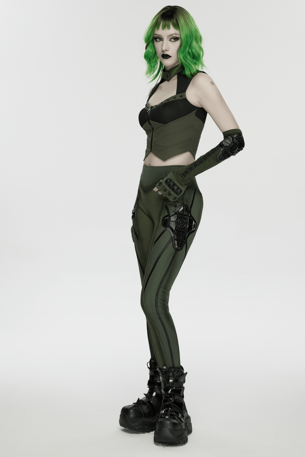 Cyberpunk Leggings with Futuristic Panel Design