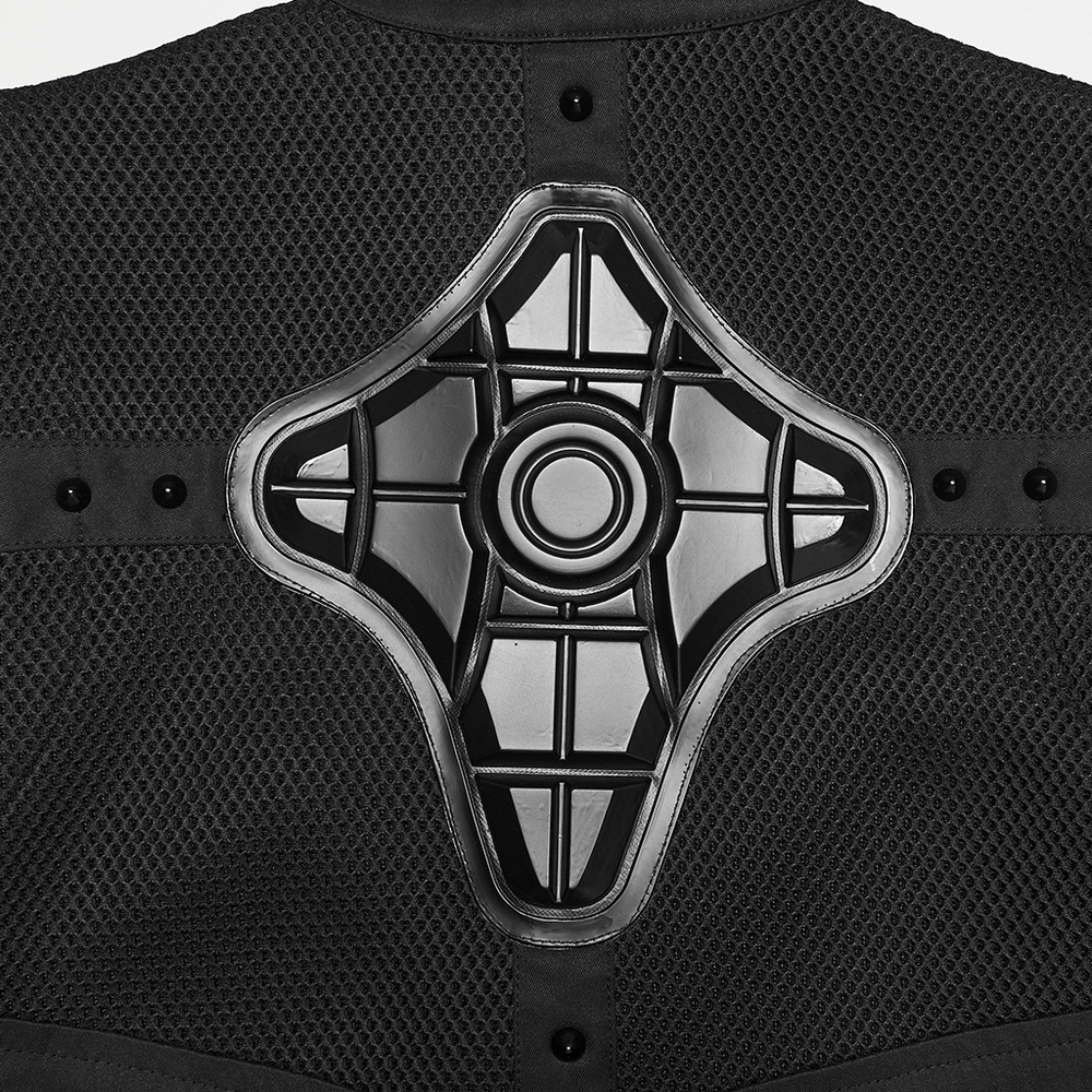Cyberpunk Mesh Halter Top with Studs and Zipper