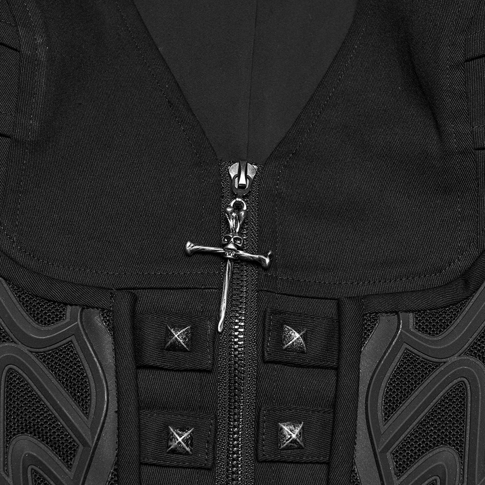 Cyberpunk Punk Gothic Vest with Zipper and Metal