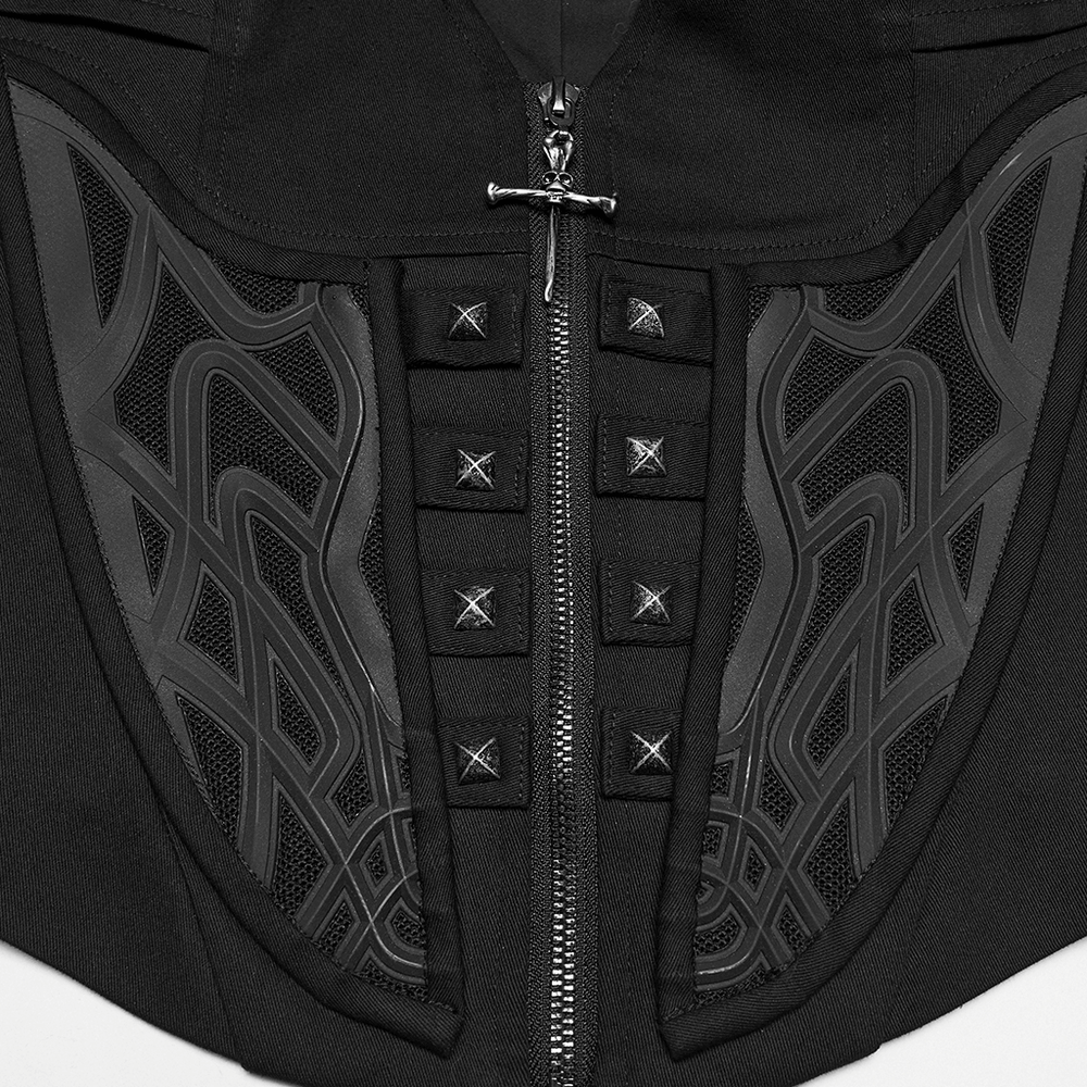 Cyberpunk Punk Gothic Vest with Zipper and Metal
