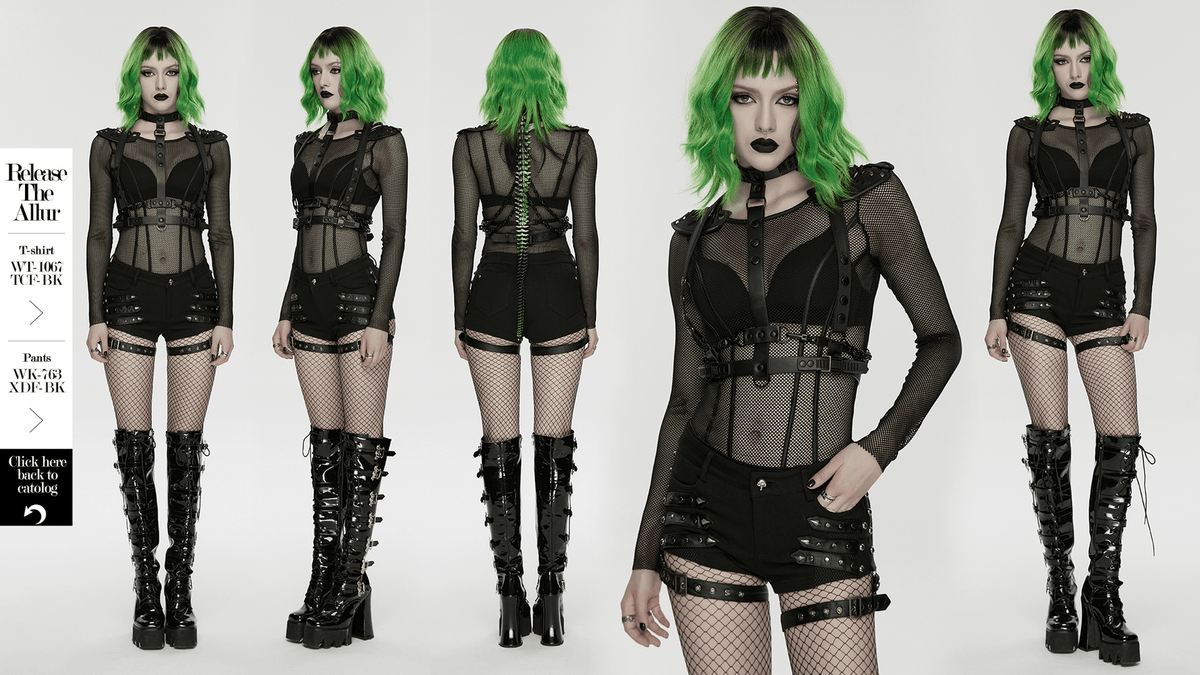 Cyberpunk Spine Tail Harness with Chains and Buckles