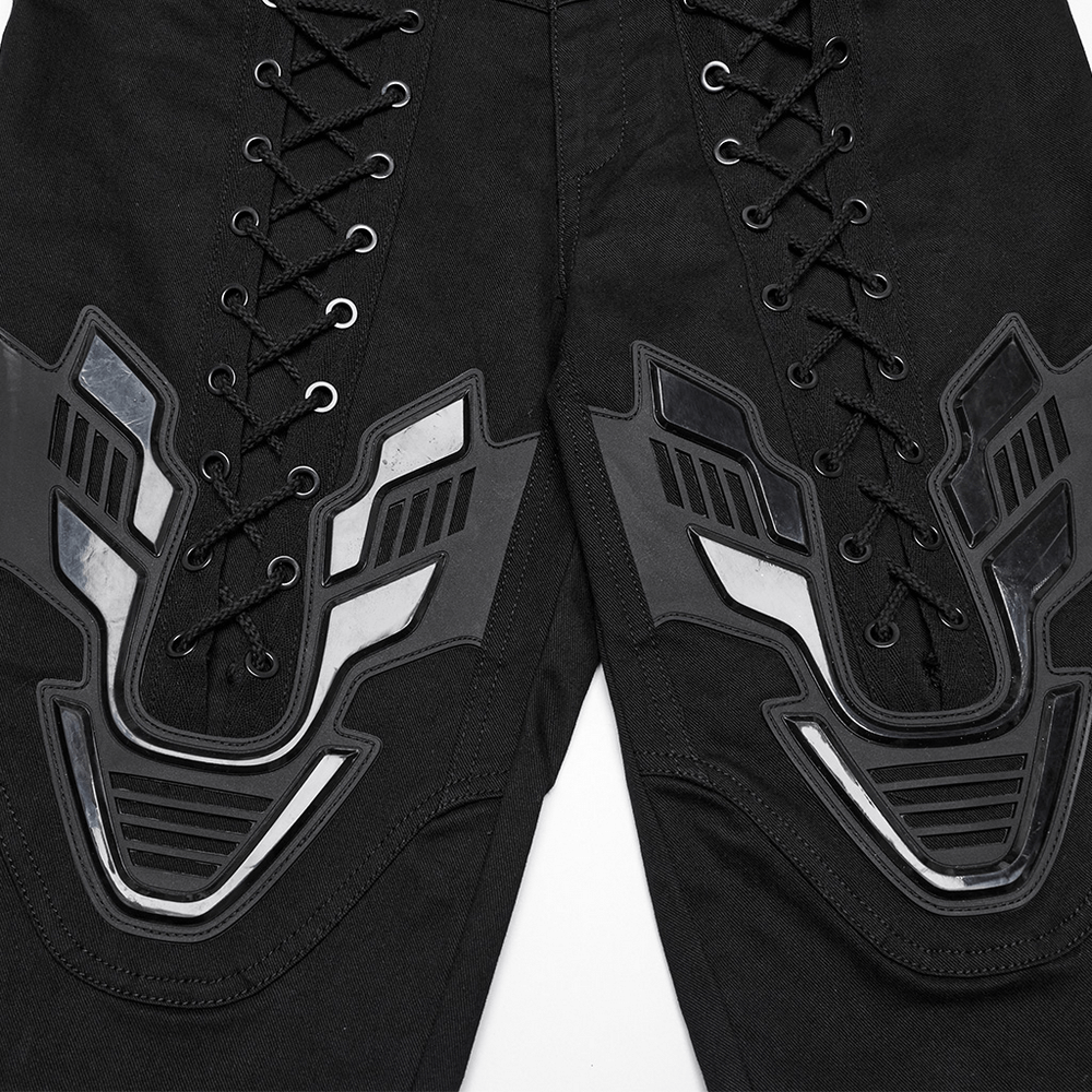 Cyberpunk Tight Trousers with Armor Patch and Drawstrings