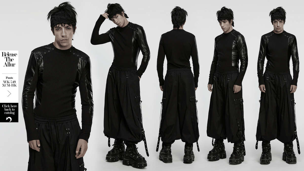 Cyberpunk Top with Metal Studs and Mesh Accents
