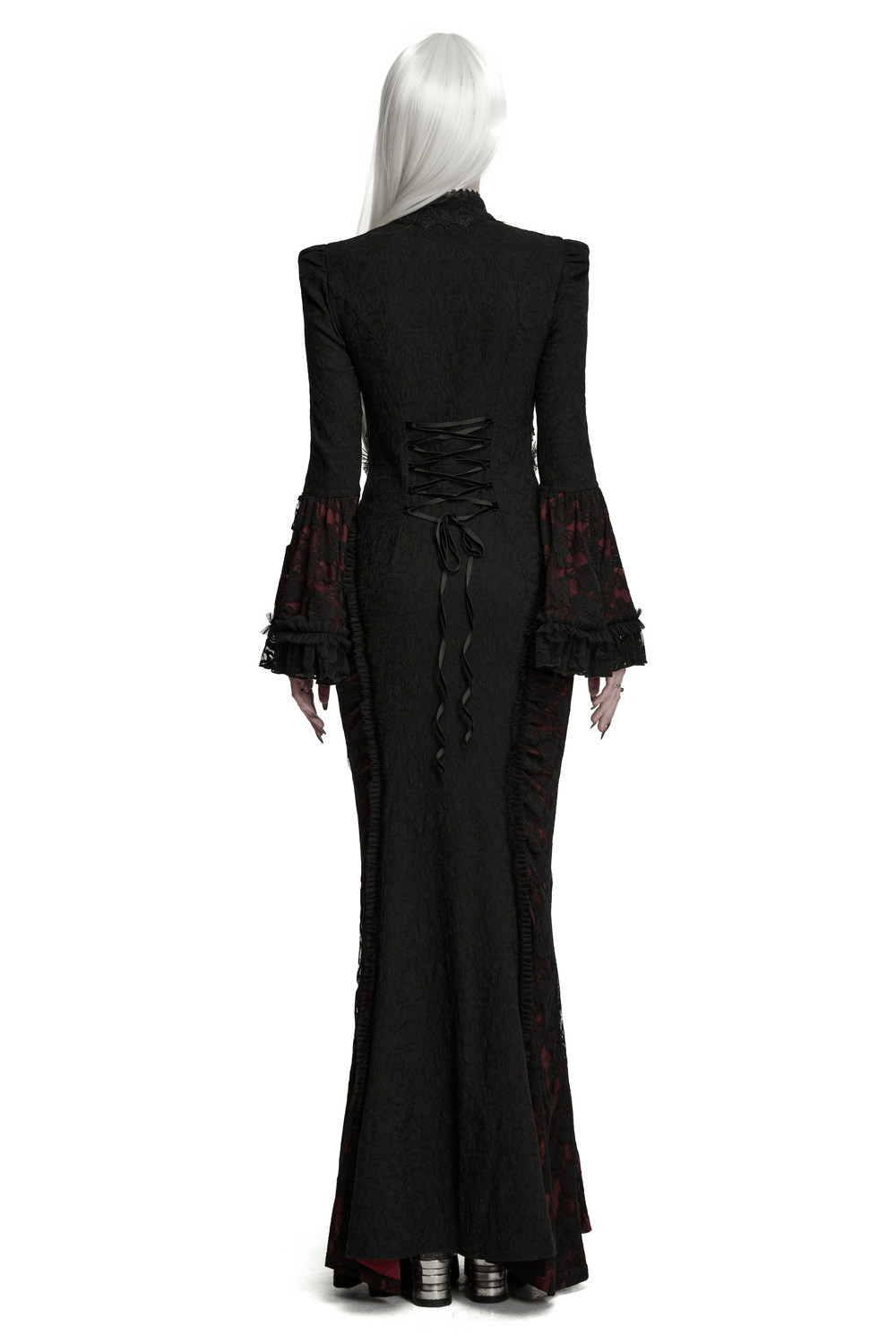 Dark Contrasting Gothic Lace Dress with Ruffles
