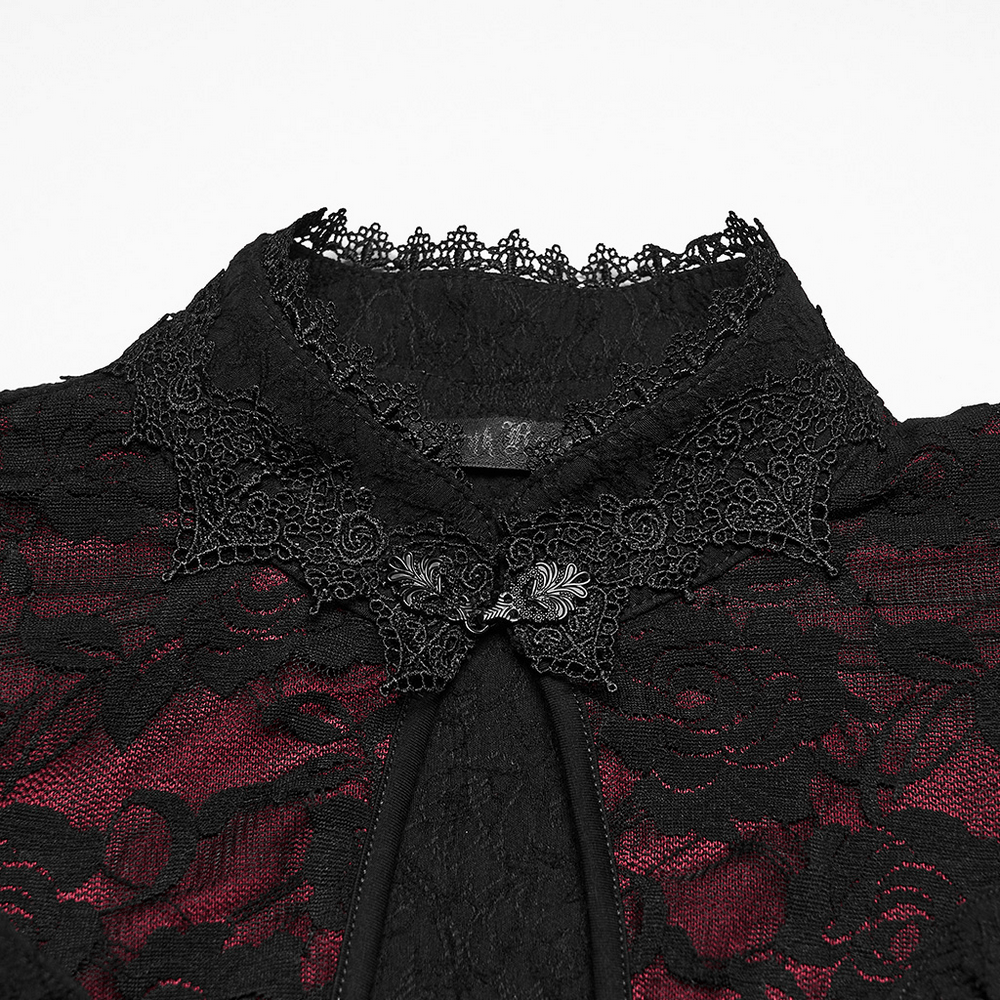 Dark Contrasting Gothic Lace Dress with Ruffles
