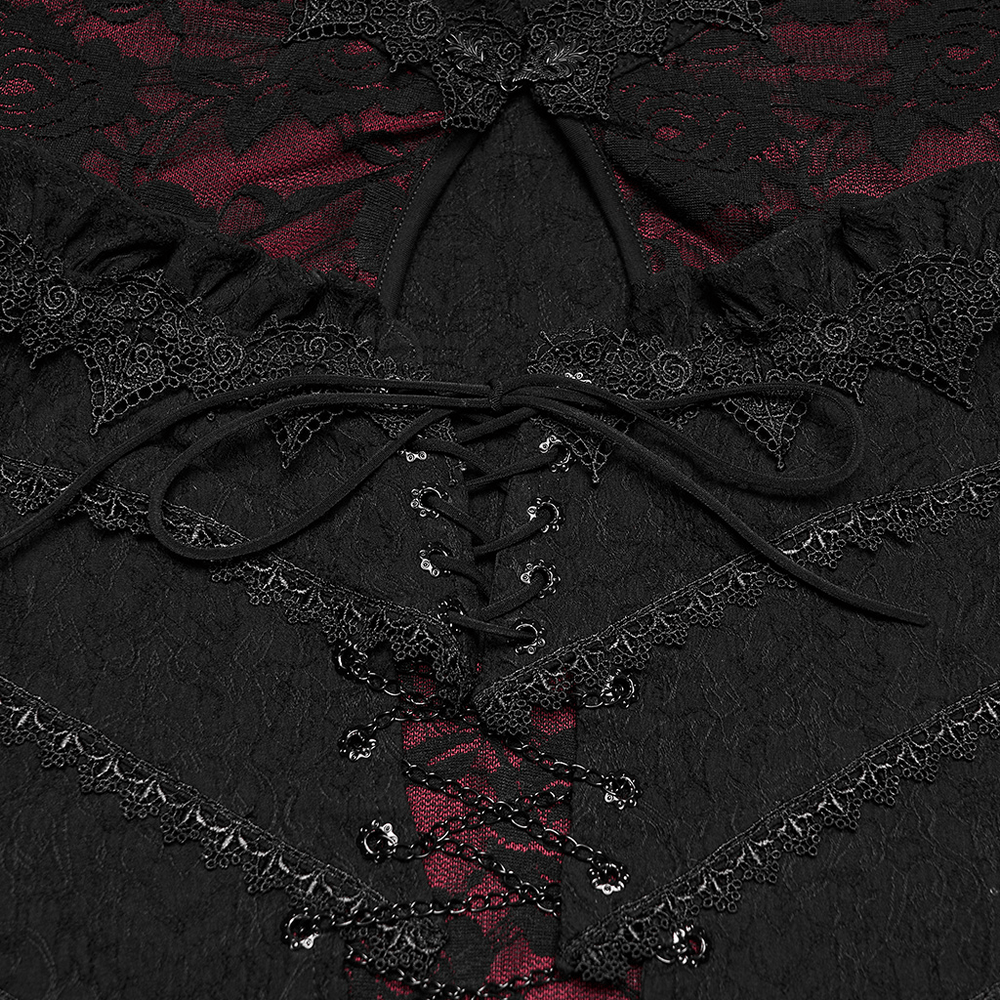 Dark Contrasting Gothic Lace Dress with Ruffles