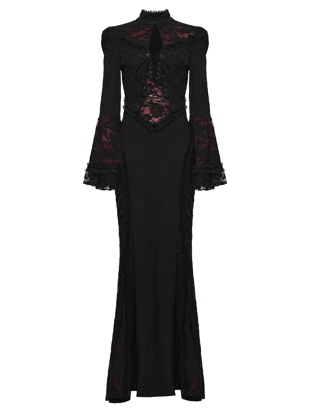 Dark Contrasting Gothic Lace Dress with Ruffles