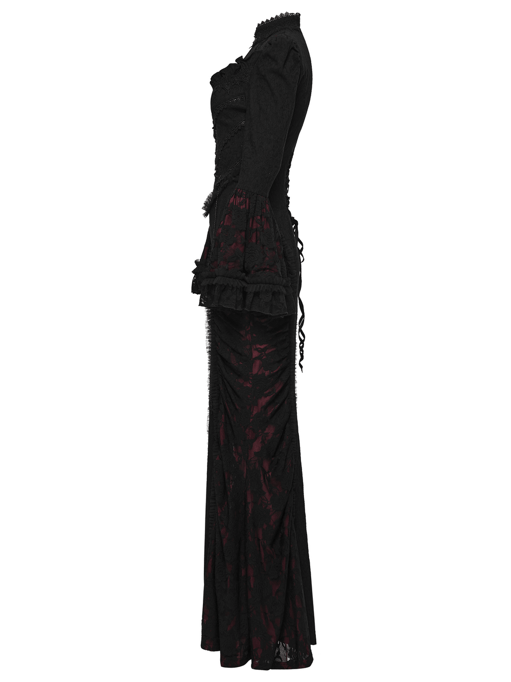 Dark Contrasting Gothic Lace Dress with Ruffles