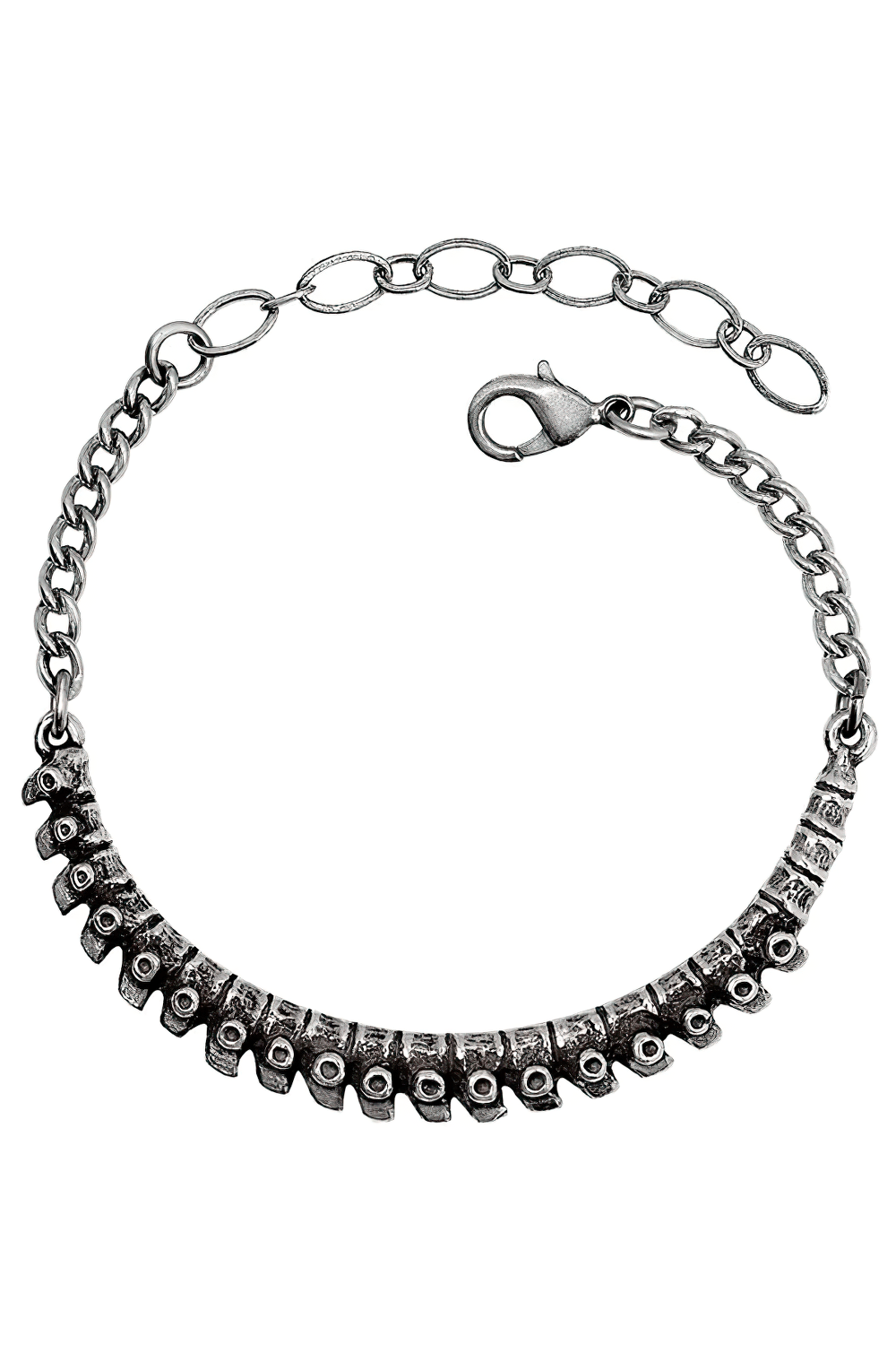 Dark Gothic Bracelet with Vertebrae Pewter Detail