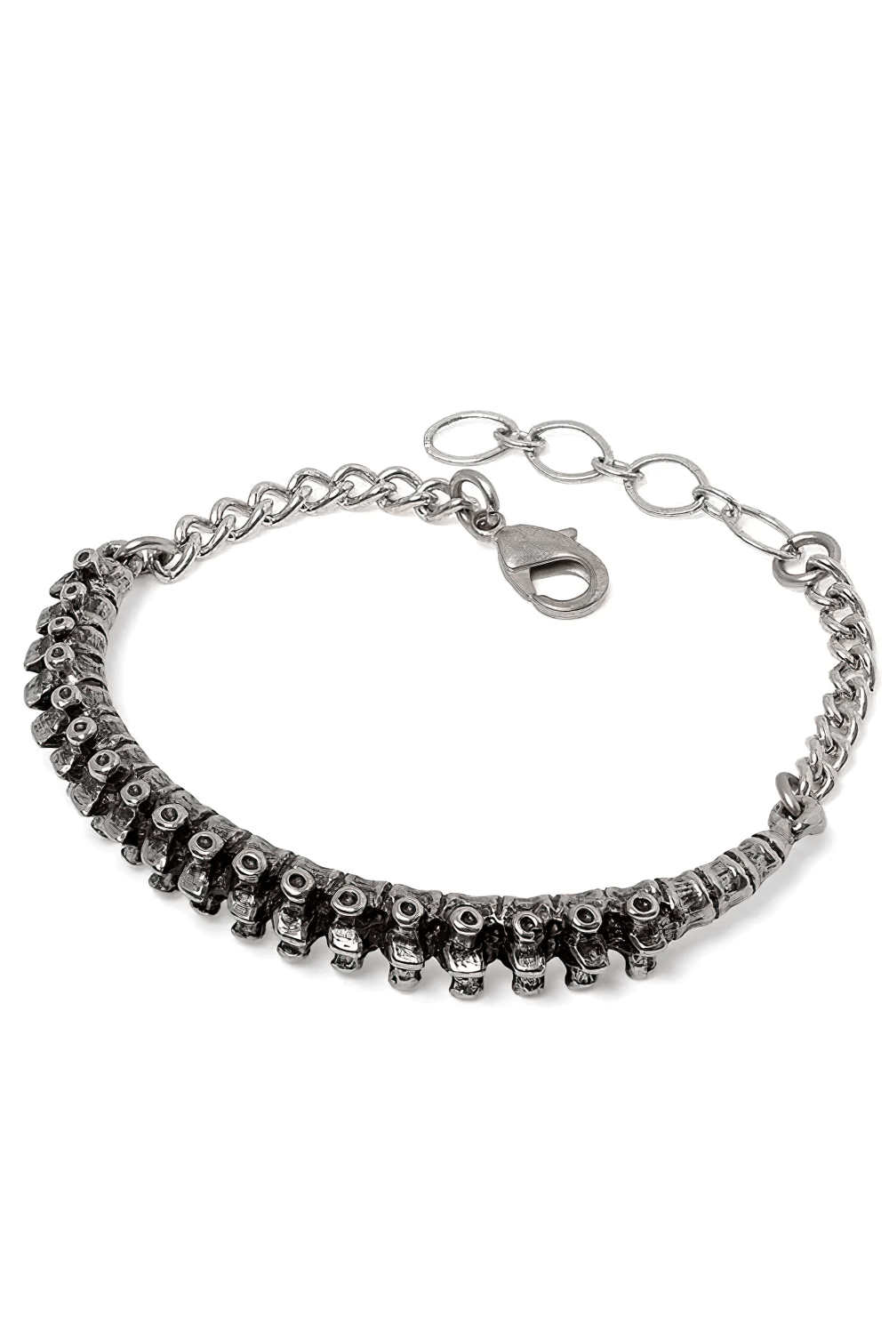 Dark Gothic Bracelet with Vertebrae Pewter Detail