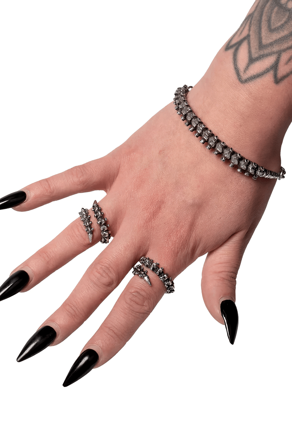 Dark Gothic Bracelet with Vertebrae Pewter Detail