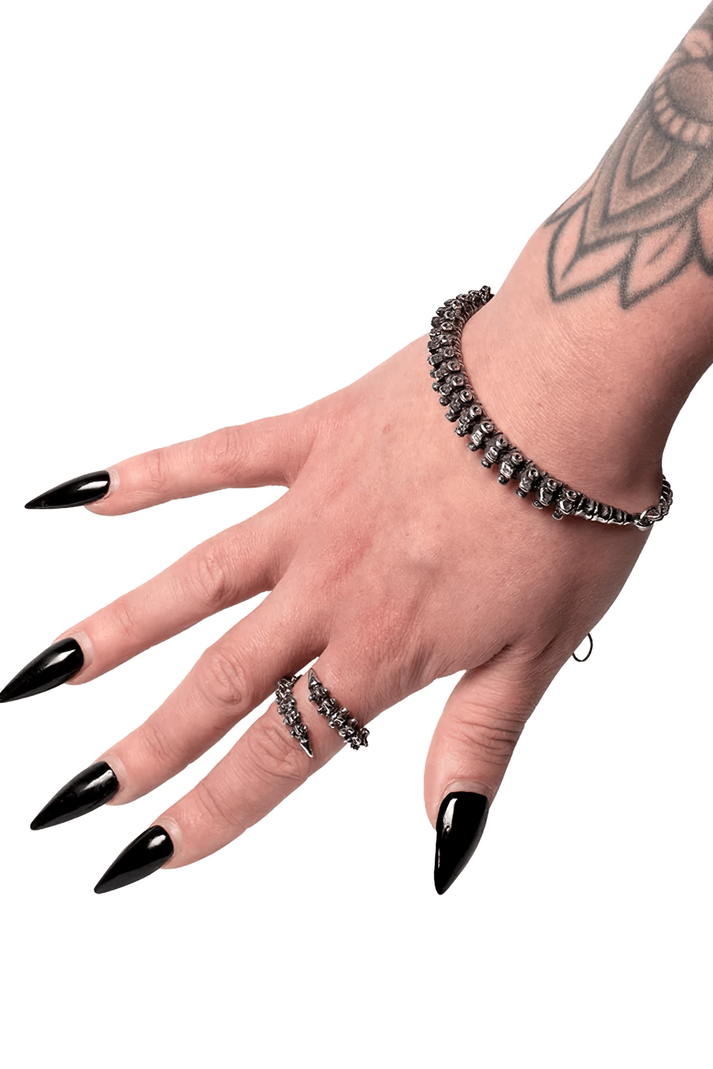 Dark Gothic Bracelet with Vertebrae Pewter Detail
