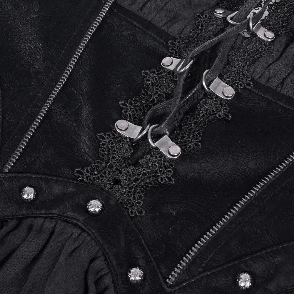 Dark Gothic Layered Dress with Lace and Corset Details