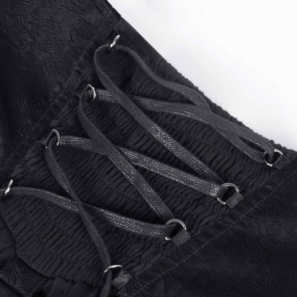 Dark Gothic Layered Dress with Lace and Corset Details