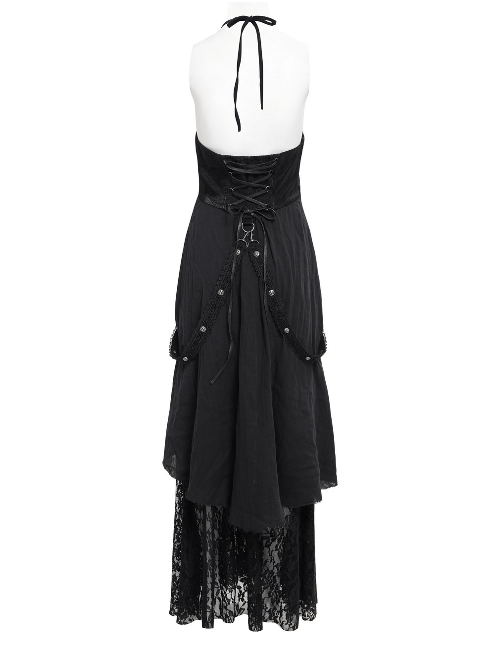Dark Gothic Layered Dress with Lace and Corset Details