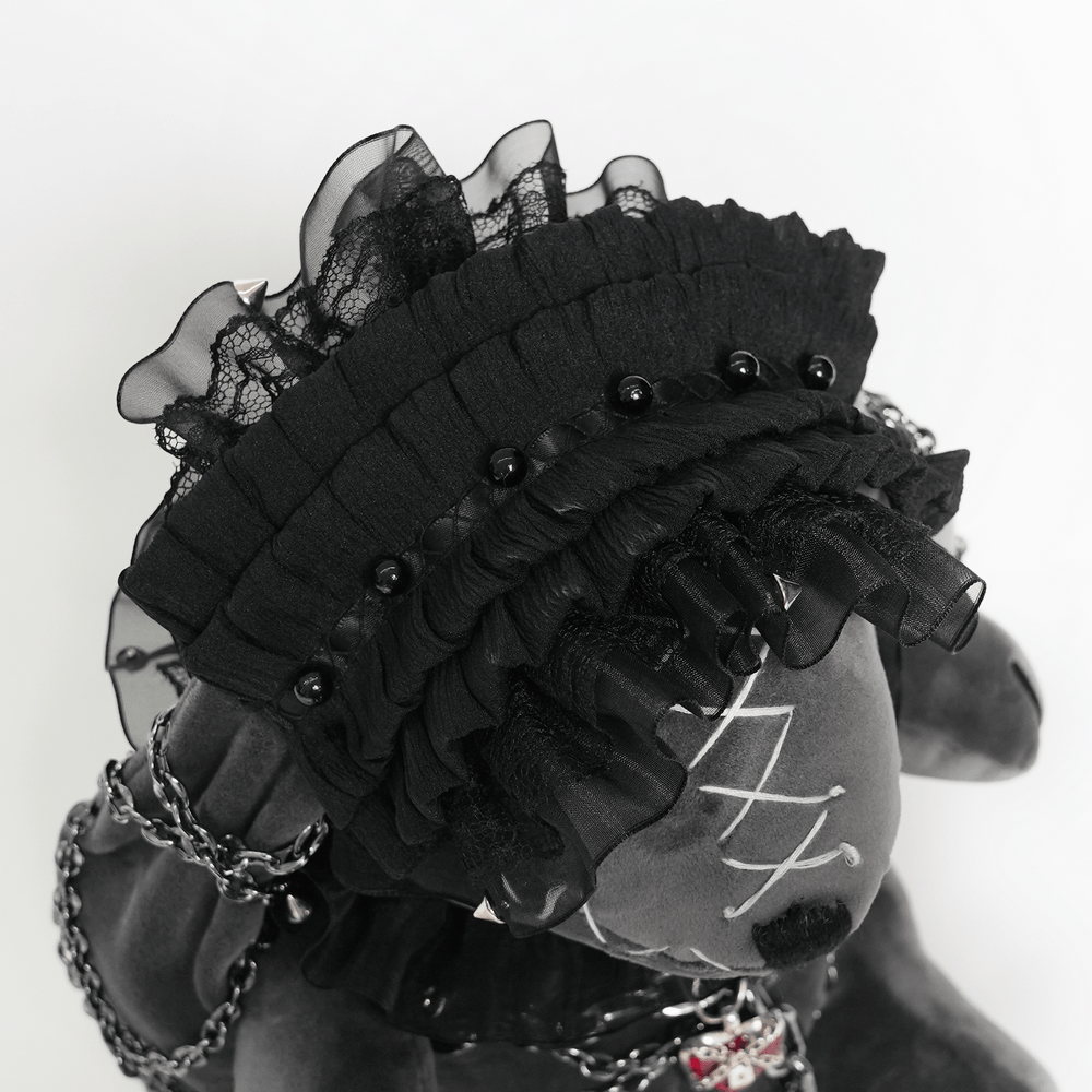 Dark Gothic Plush Bunny with Chains and Ruffles