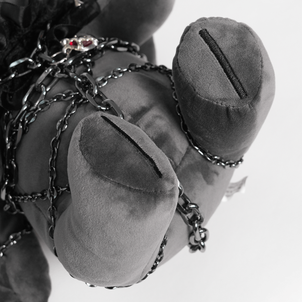 Dark Gothic Plush Bunny with Chains and Ruffles