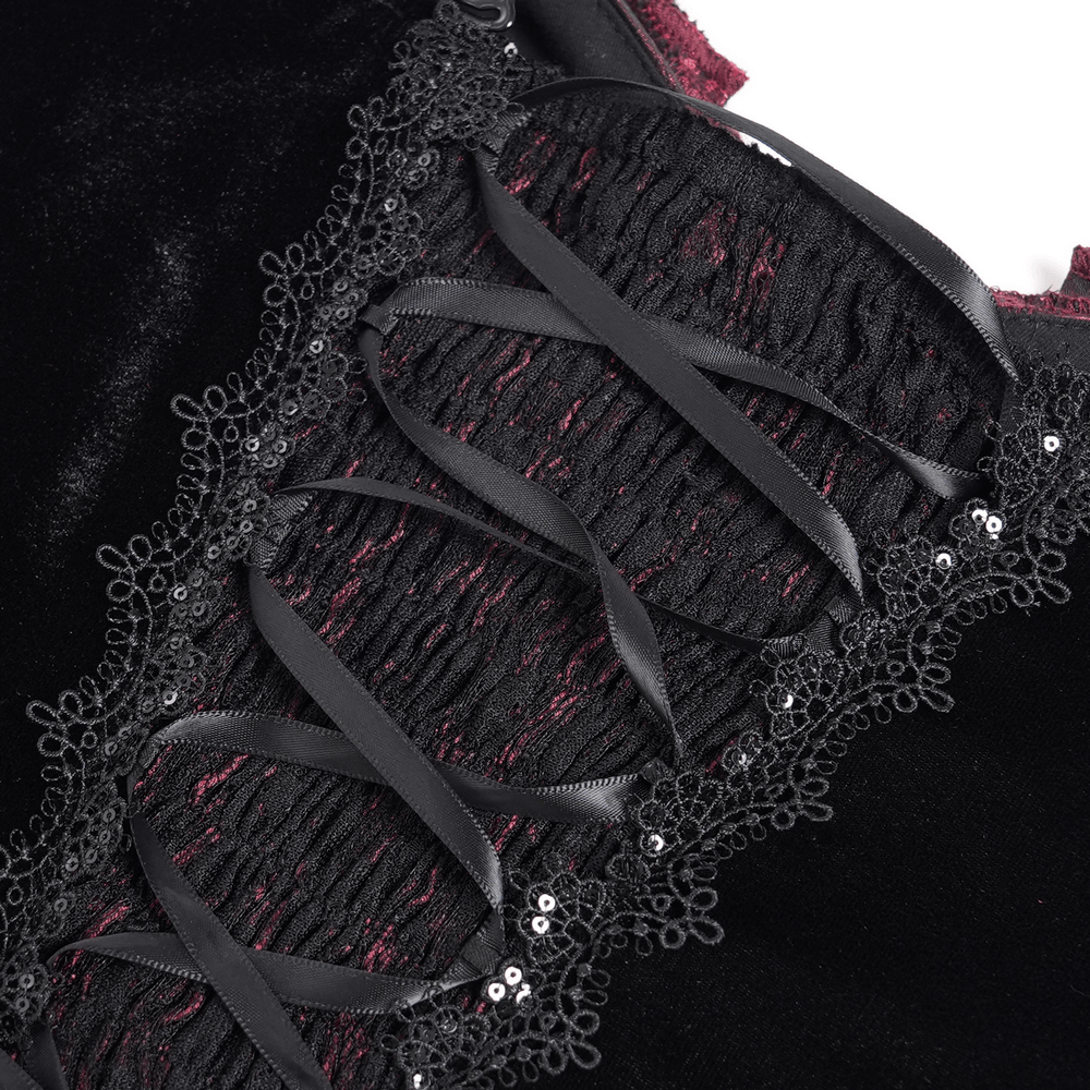 Dark Romantic Gothic Gown with Floral Lace and Corset Back