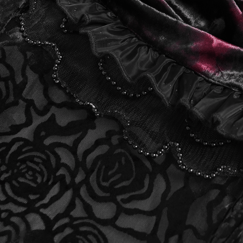 Dark Romantic Lace Maxi Skirt with Corset Waist and Ruffles