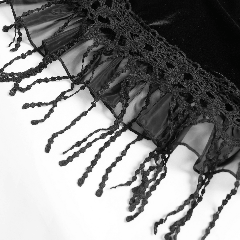 Dark Romantic Layered Velvet Lace Skirt with Chains