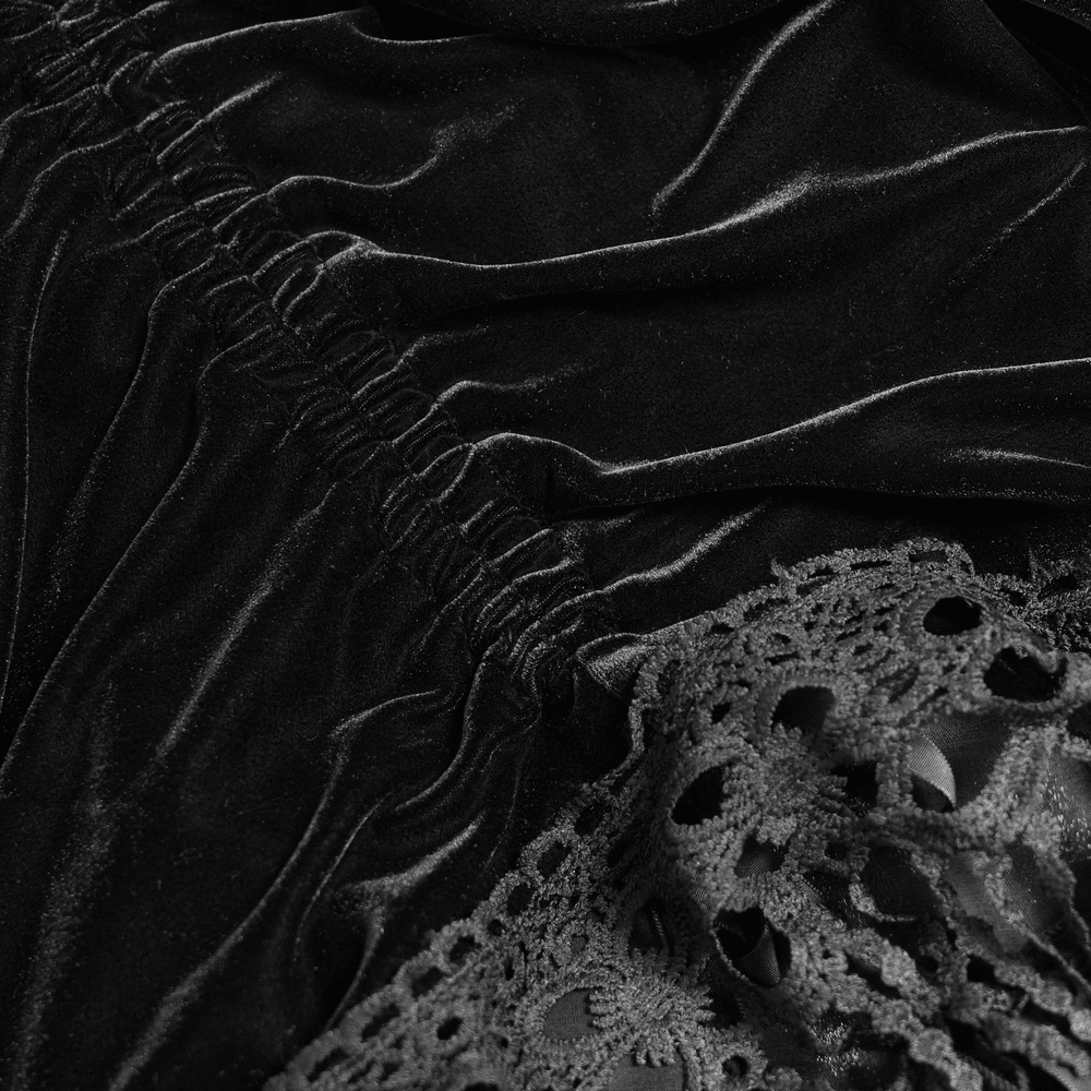 Dark Romantic Layered Velvet Lace Skirt with Chains