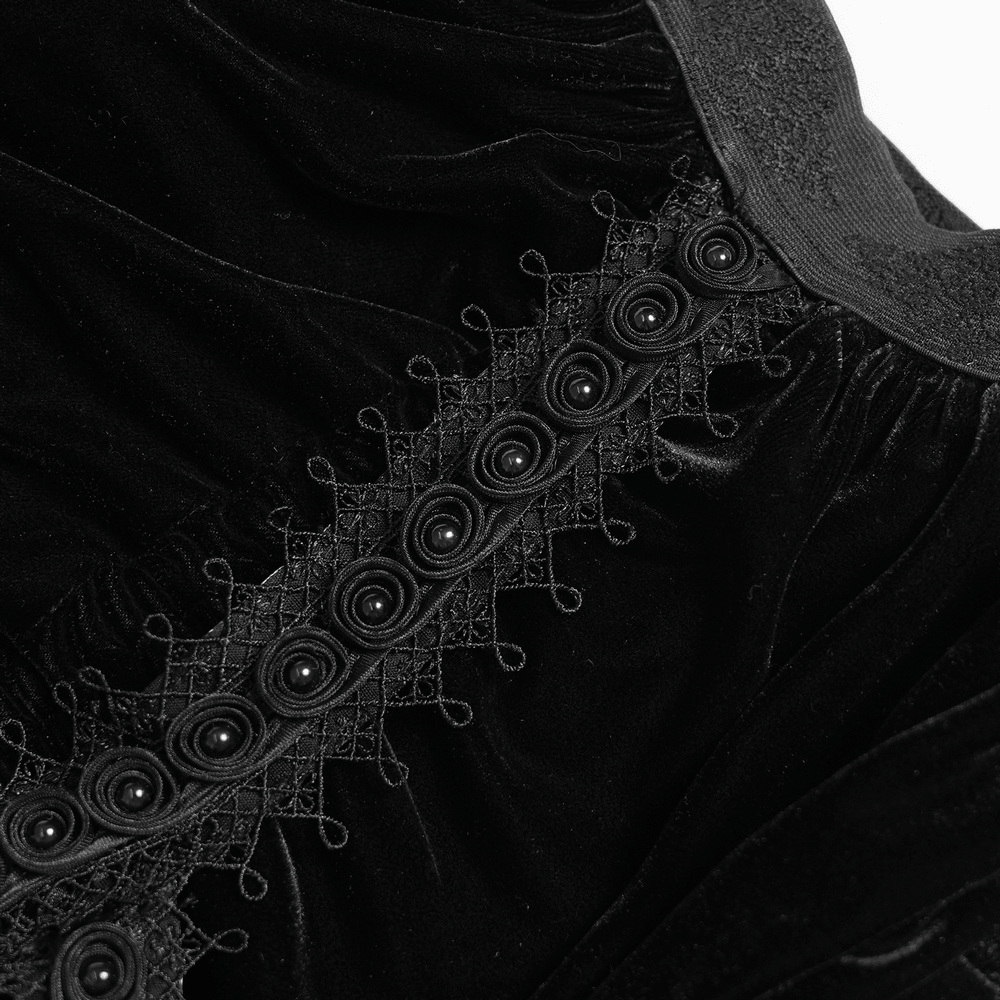 Dark Romantic Layered Velvet Lace Skirt with Chains