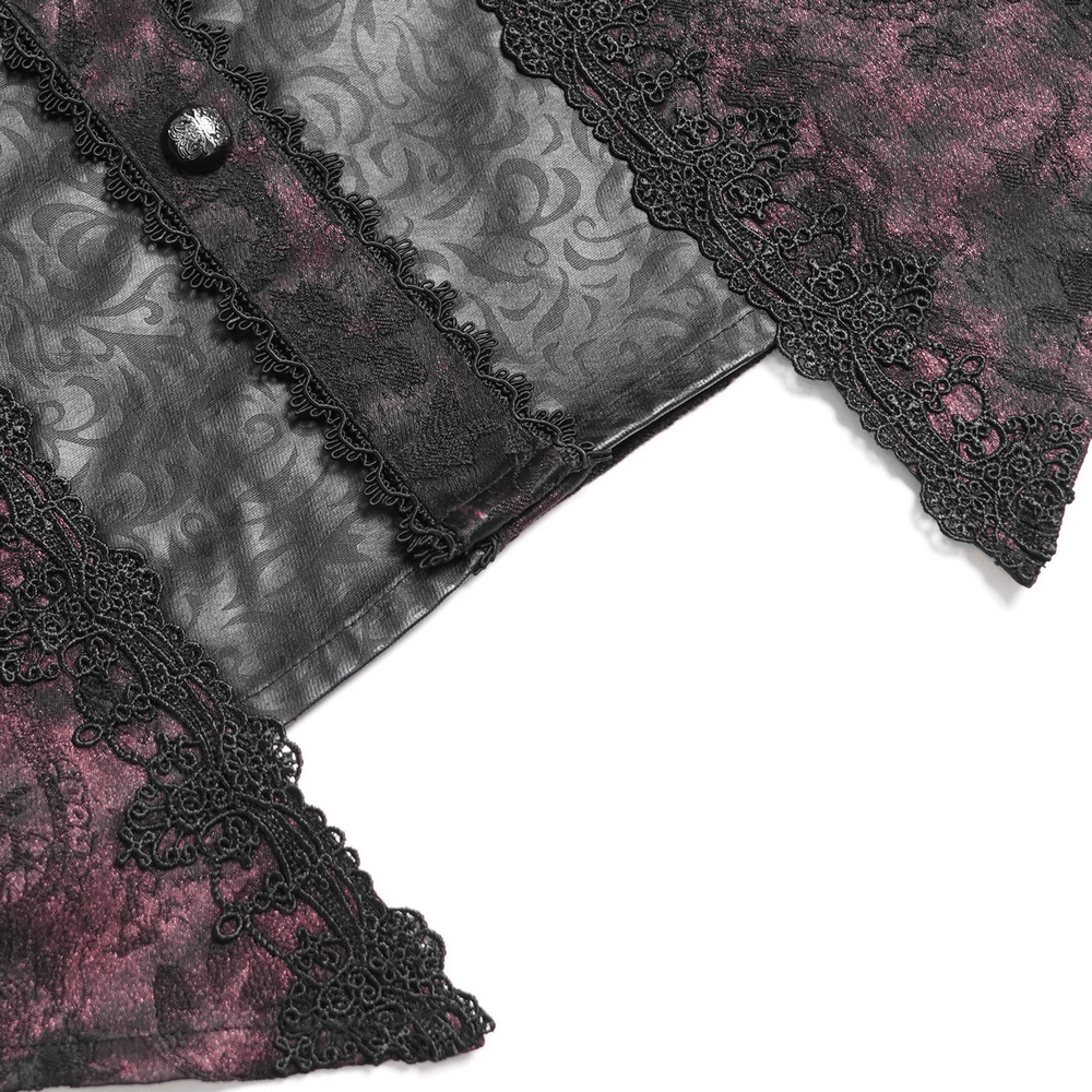 Dark Romantic Shirt with Ruffled Collar and Buttons