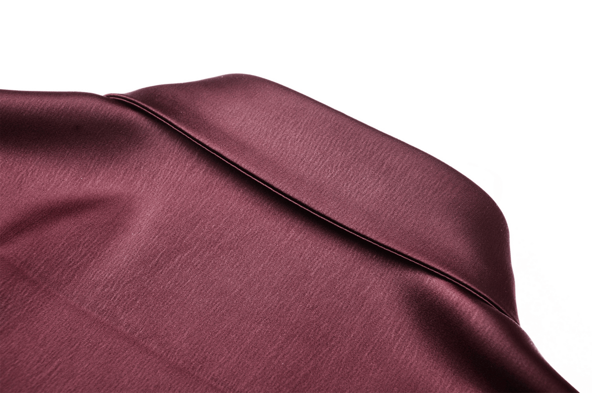 US SALE of Dark Romantic Wine Red Blouse with Puff Sleeves