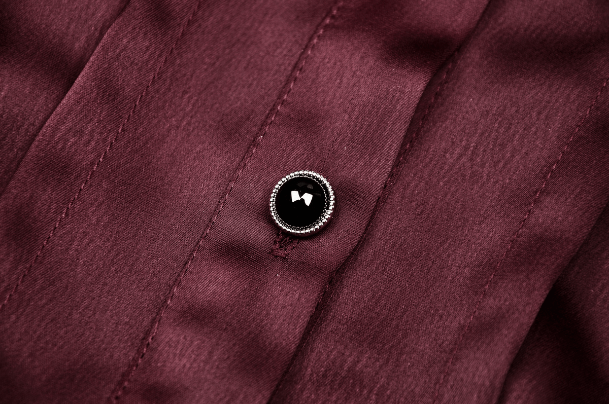 US SALE of Dark Romantic Wine Red Blouse with Puff Sleeves