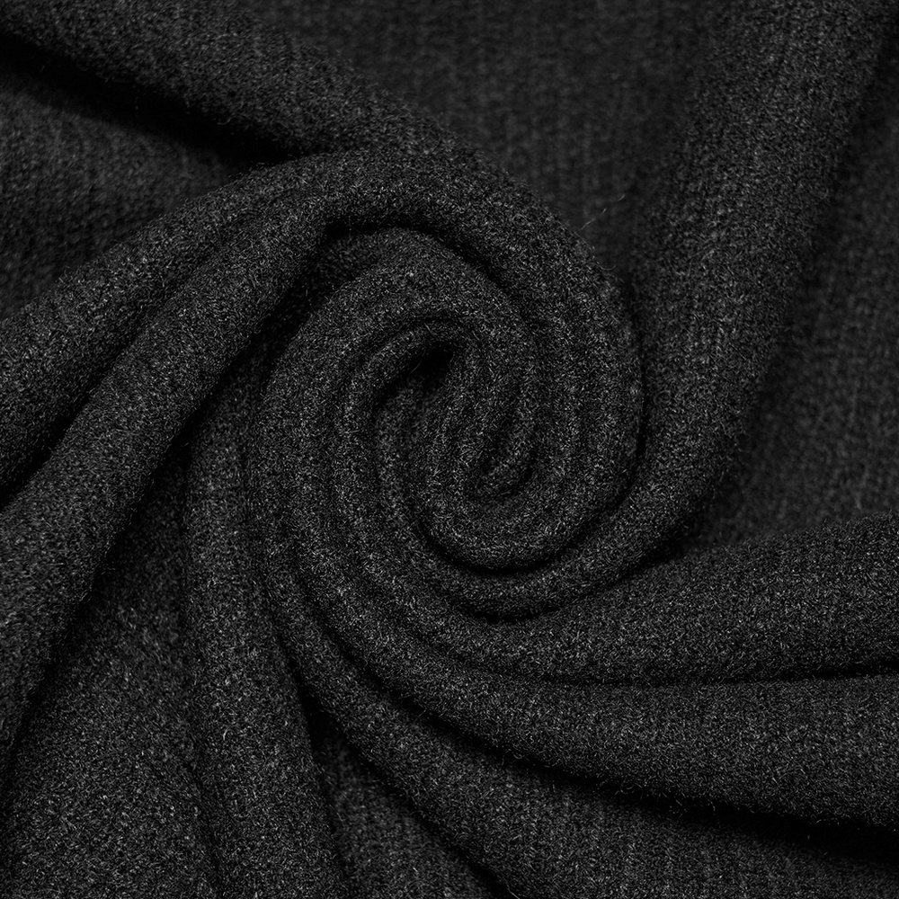 Dark Victorian Black Wool Cloak with Stand Collar