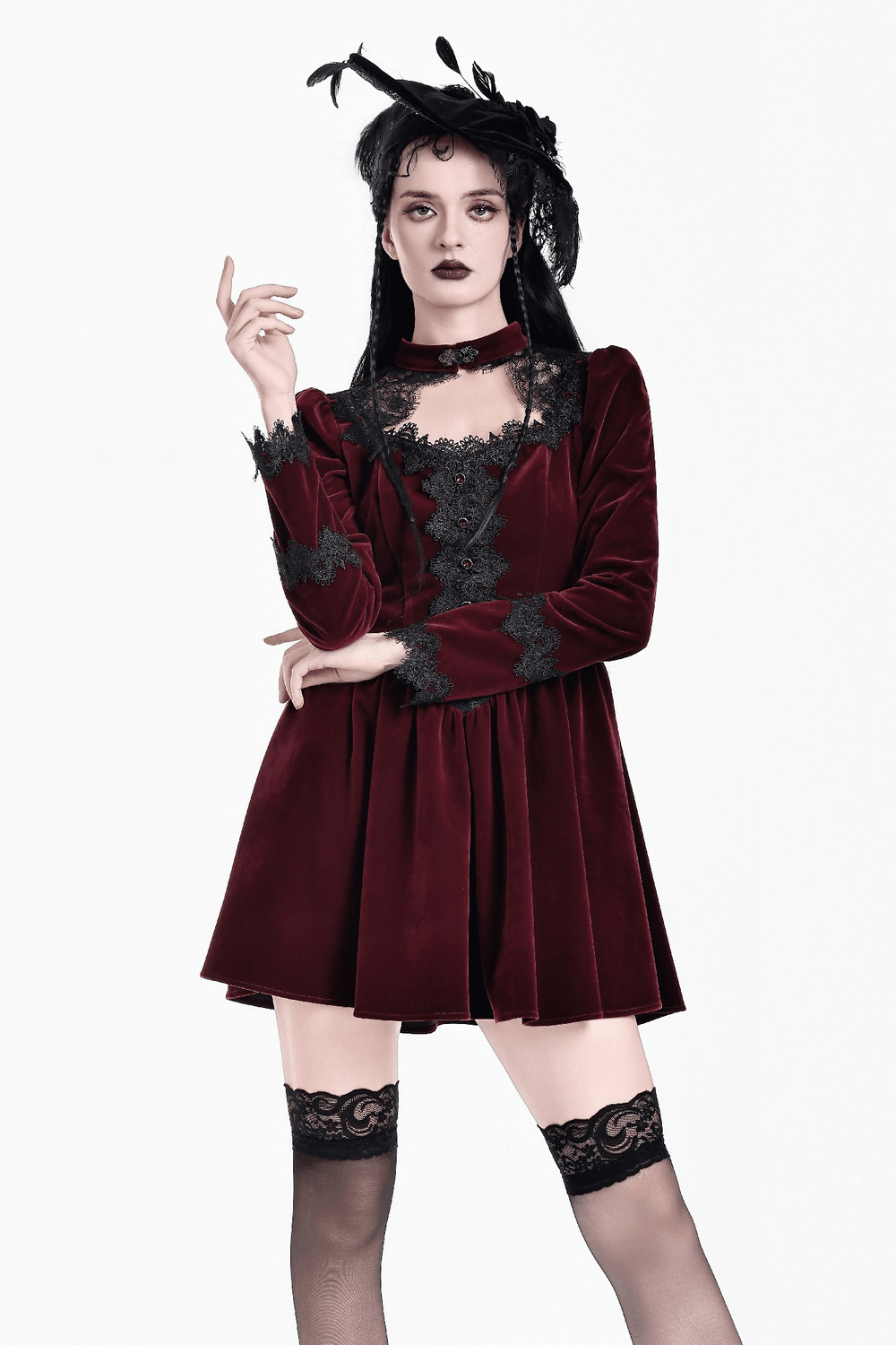 Delicate Mini Dress with Lace and Keyhole Neckline