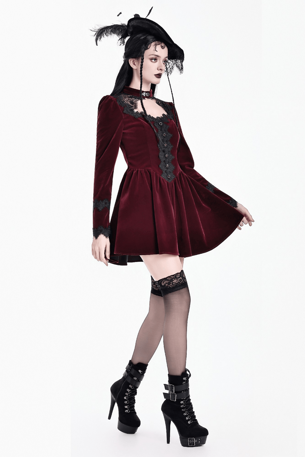 Delicate Mini Dress with Lace and Keyhole Neckline