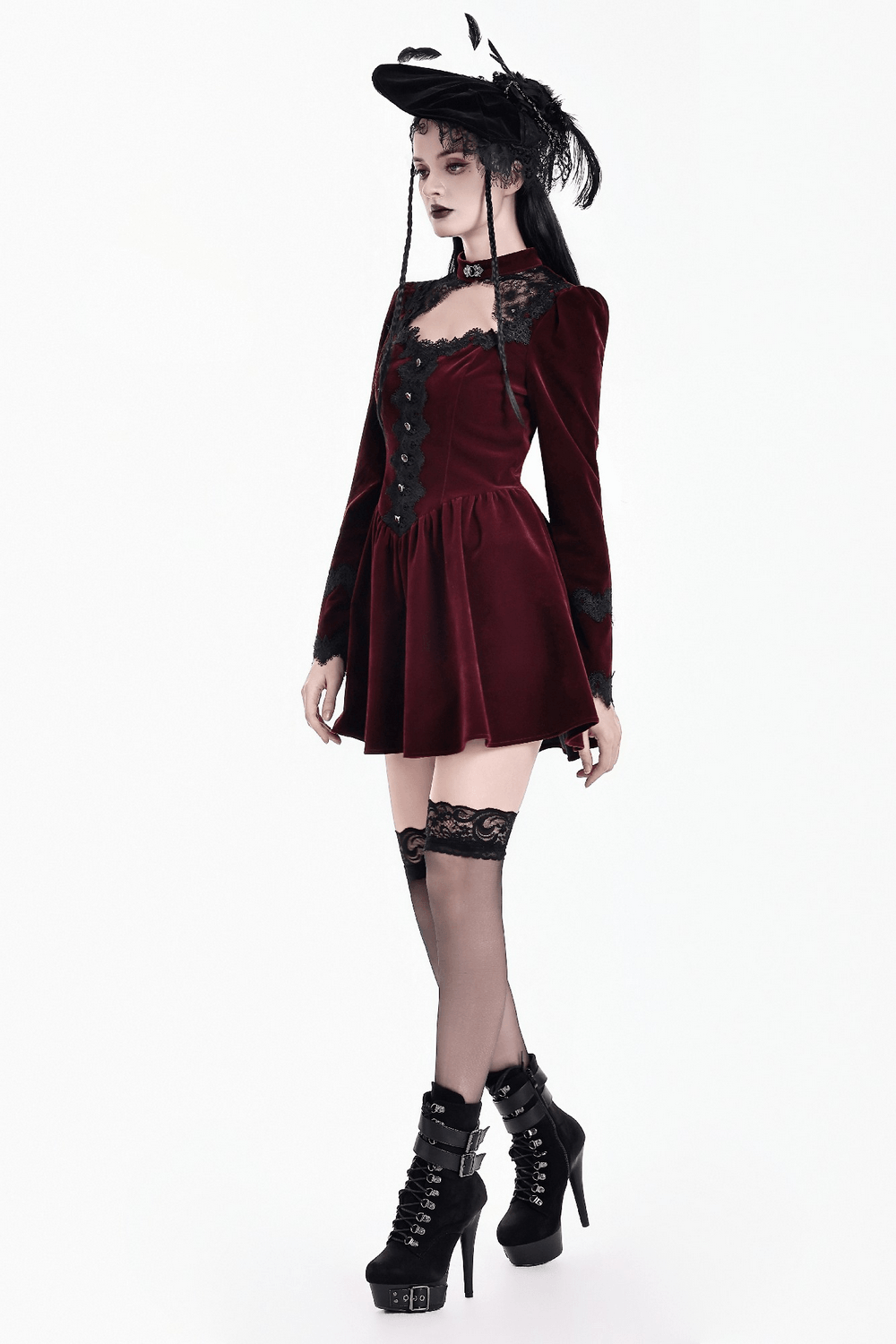 Delicate Mini Dress with Lace and Keyhole Neckline