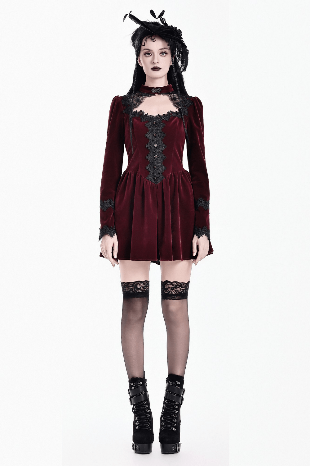 Delicate Mini Dress with Lace and Keyhole Neckline