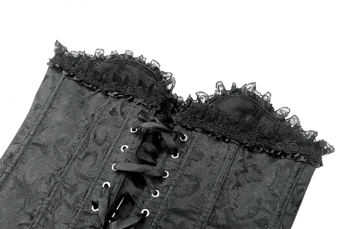 Delicate Overbust Corset with Floral Brocade Detailing