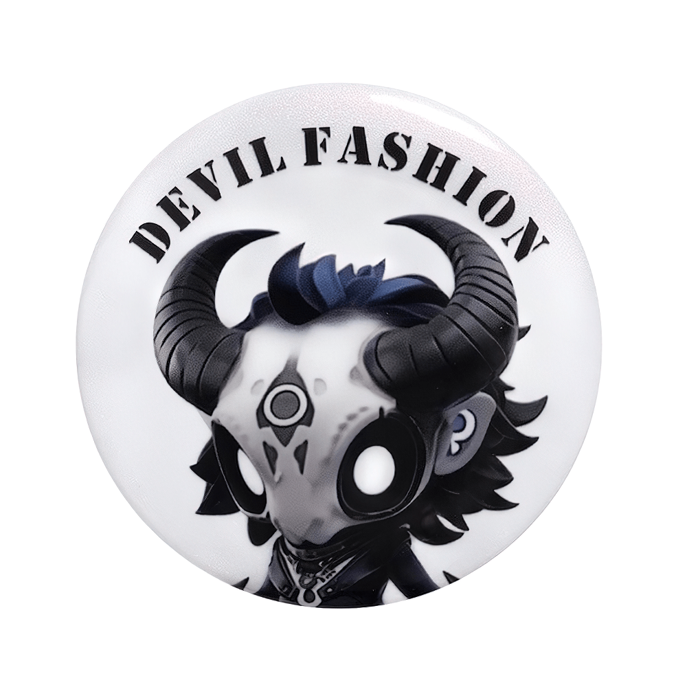 Devil Fashion Gothic Horned Skull Logo Pin Badge