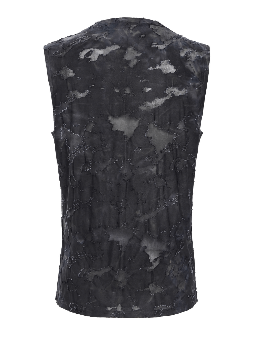 Distressed Black Sleeveless Top with Eyelet Straps Detail