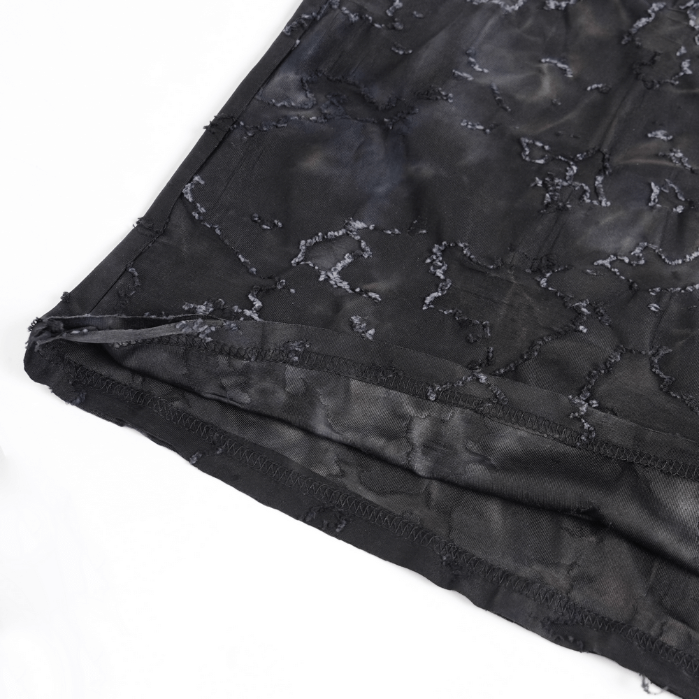 Distressed Black Sleeveless Top with Eyelet Straps Detail
