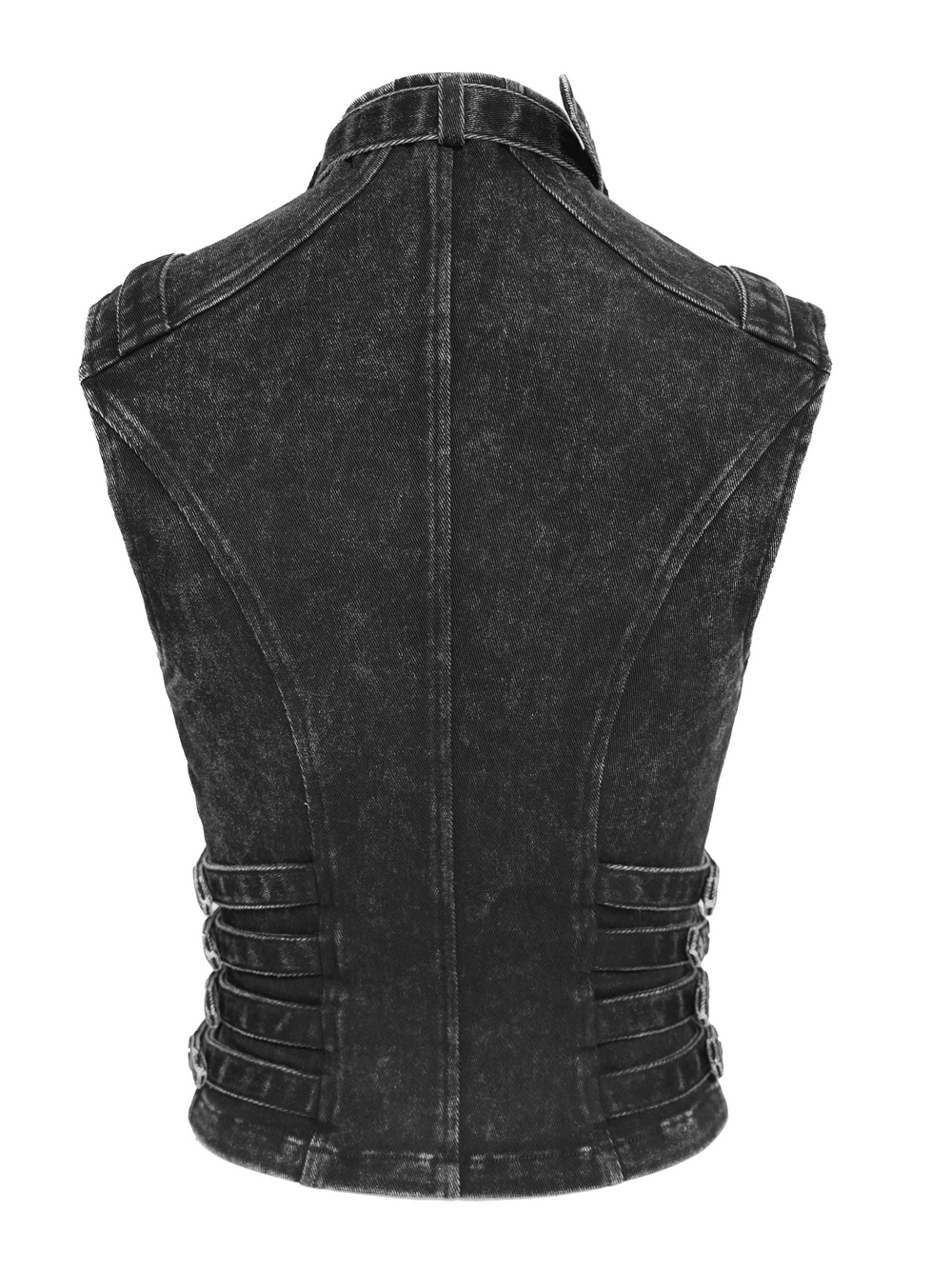 Distressed Gothic Vest With Buckle Strap Detail