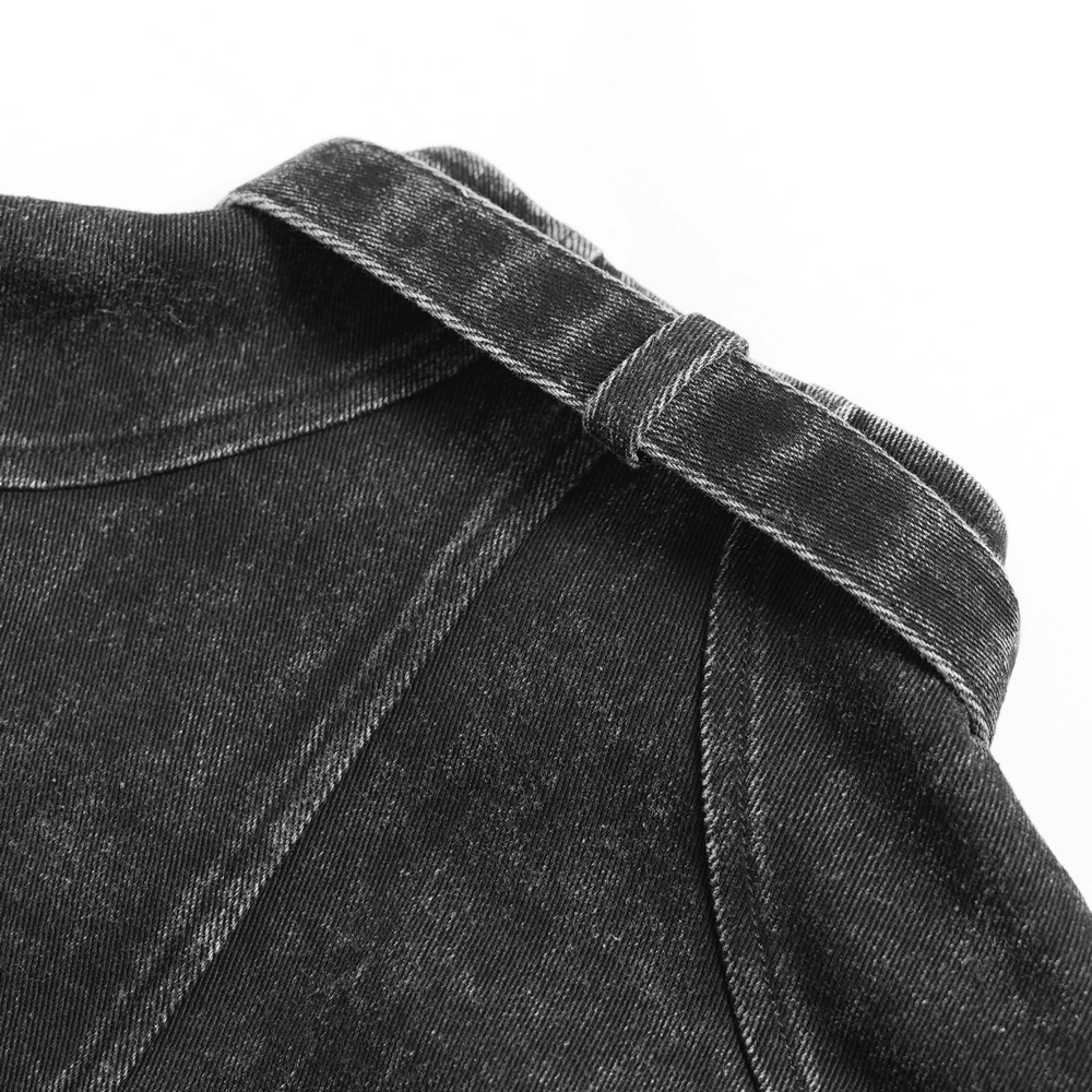 Distressed Gothic Vest With Buckle Strap Detail