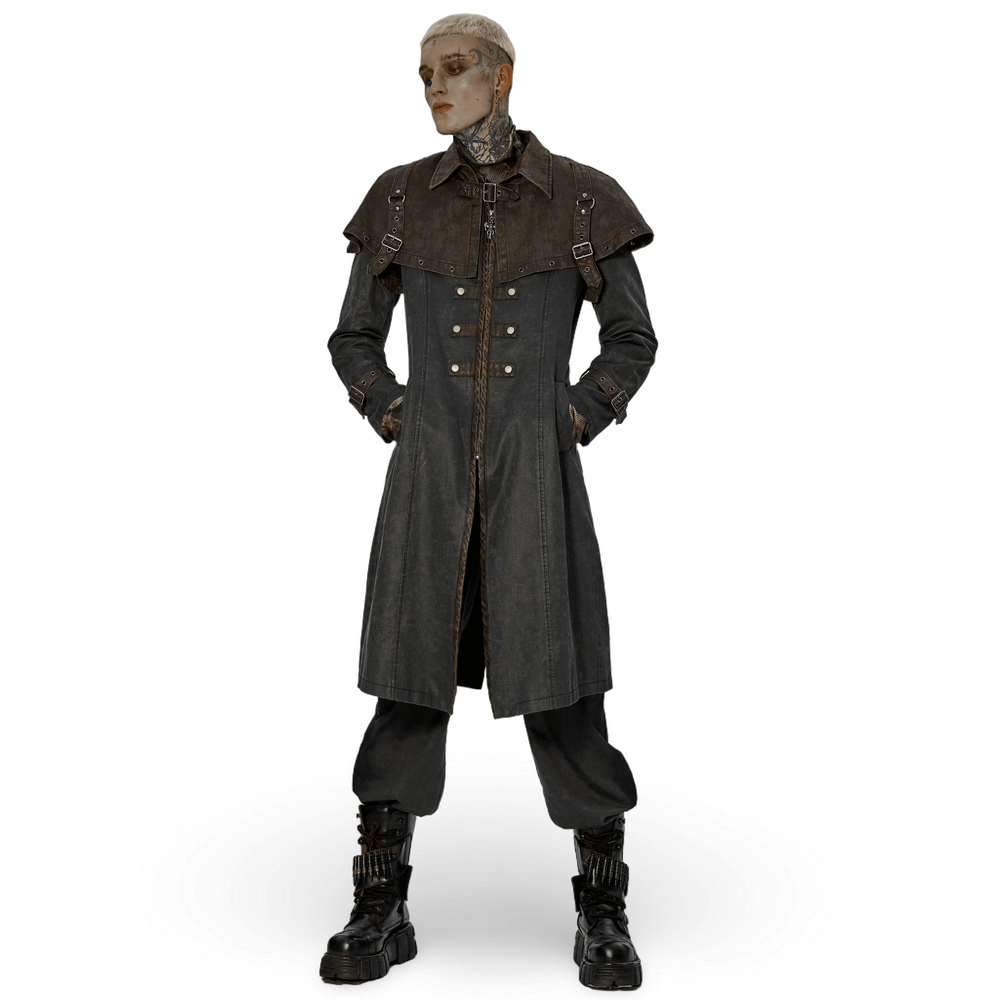 US SALE of Distressed Steampunk Tailcoat with Buckle Accents
